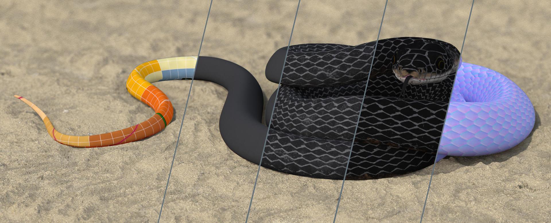 3D Rendering Black Snake