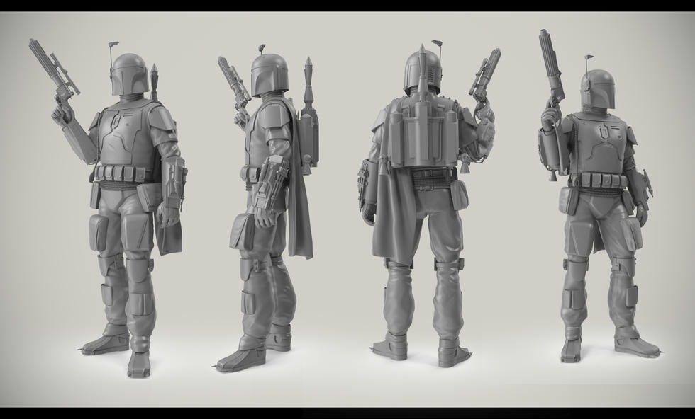 Boba Fett Blue Wireframe