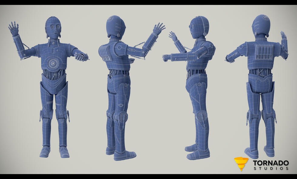 C3PO Blue Wireframe