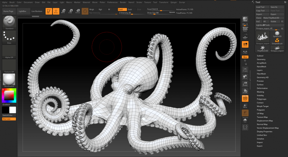 Pixologic Zbrush Interface